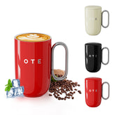OTE Kaffeebecher mit Henkel, 350/220 ml (12 oz/8 oz) isolierter Kaffee-Reisebecher aus Edelstahl, doppelwandiger wiederverwendbarer Kaffeebecher
