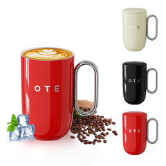 OTE Coffee Mug with Handle, 12oz/8oz(350/220ml) Insulated Stainless Steel Coffee Travel Mug, Double Wall Reusable Coffee Cup