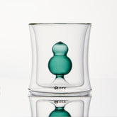 OTE Fulu Doppelwandiger Borosilikatglas-Becher, bleifrei und hitzebeständig, mit schwebendem Kürbis-Design, für heiße und kalte Getränke, nur per Hand spülen, perfekt für Zuhause und als Geschenk