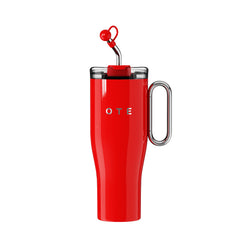 OTE 1.2 L (40 oz) Reisebecher mit Henkel, doppelwandiger, vakuumisolierter Stahlbecher und Strohhalm, BPA-frei, tragbarer Autobecher, Thermobecher, Kaffeetasse für heiße und kalte Getränke