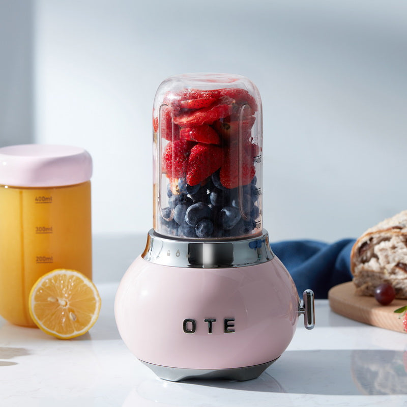 OTE Smoothie maker blender, Retro Kitchen Small glass blender for shakes and smoothies, with 400ml glass