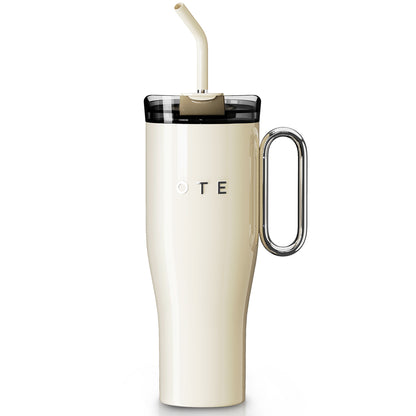 OTE1.2 L (42 oz) Tasse à café à emporter, tasse isotherme à double paroi en acier avec poignée et paille, sans BPA, gobelet de voiture portable, tasse thermique, tasse à café pour boissons chaudes et froides