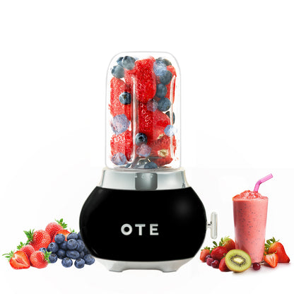 OTE Smoothie maker blender, Retro Kitchen Small glass blender for shakes and smoothies, with 400ml glass