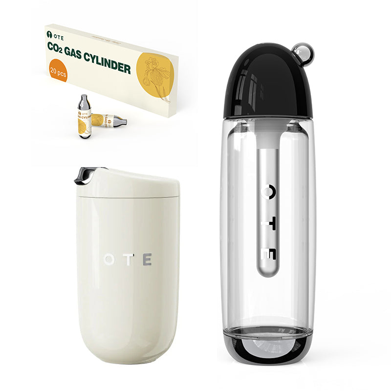 OTE Tasse à café isolée sous vide, gobelet de voyage en acier inoxydable à double paroi avec couvercle à boire, 12,31 oz/7,74 oz (350/220ml)