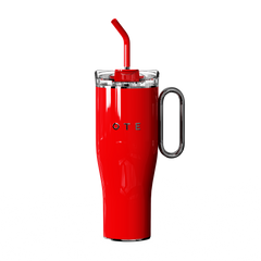 OTE1.2 L (42 oz) Tasse à café à emporter, tasse isotherme à double paroi en acier avec poignée et paille, sans BPA, gobelet de voiture portable, tasse thermique, tasse à café pour boissons chaudes et froides